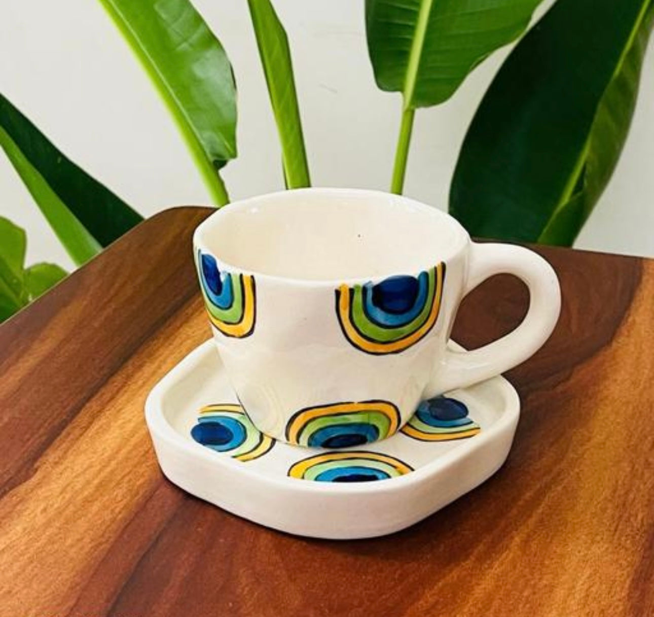 Abstract Print Mug & Saucer Set