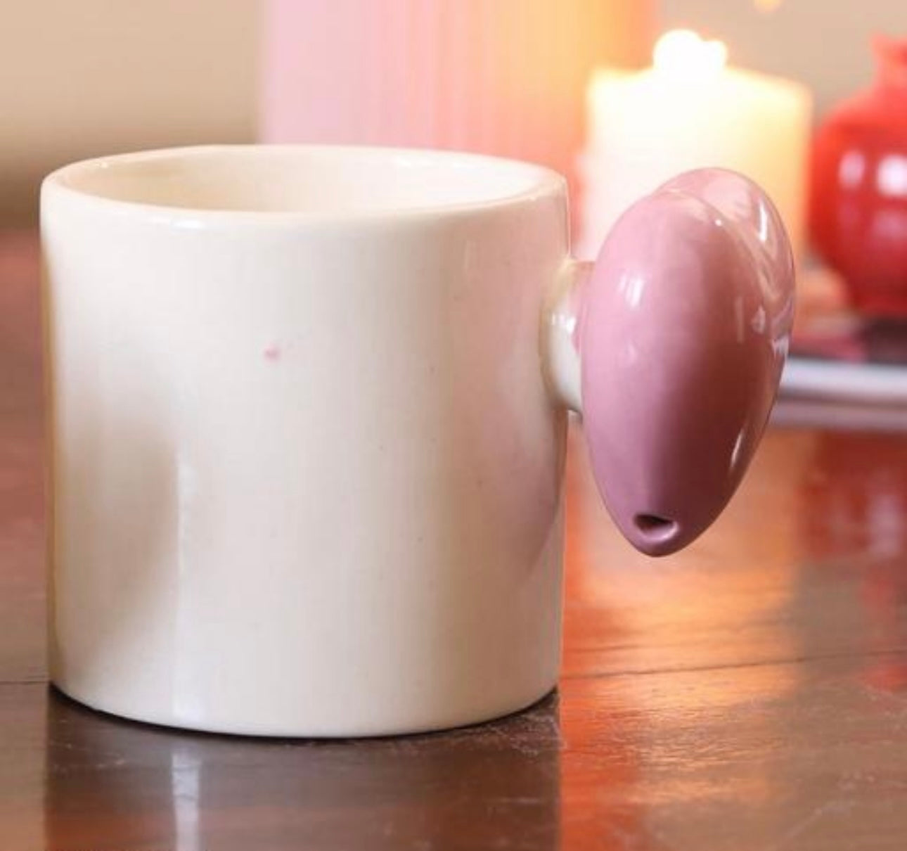 Trending 3D Pink Heart Handle Mug