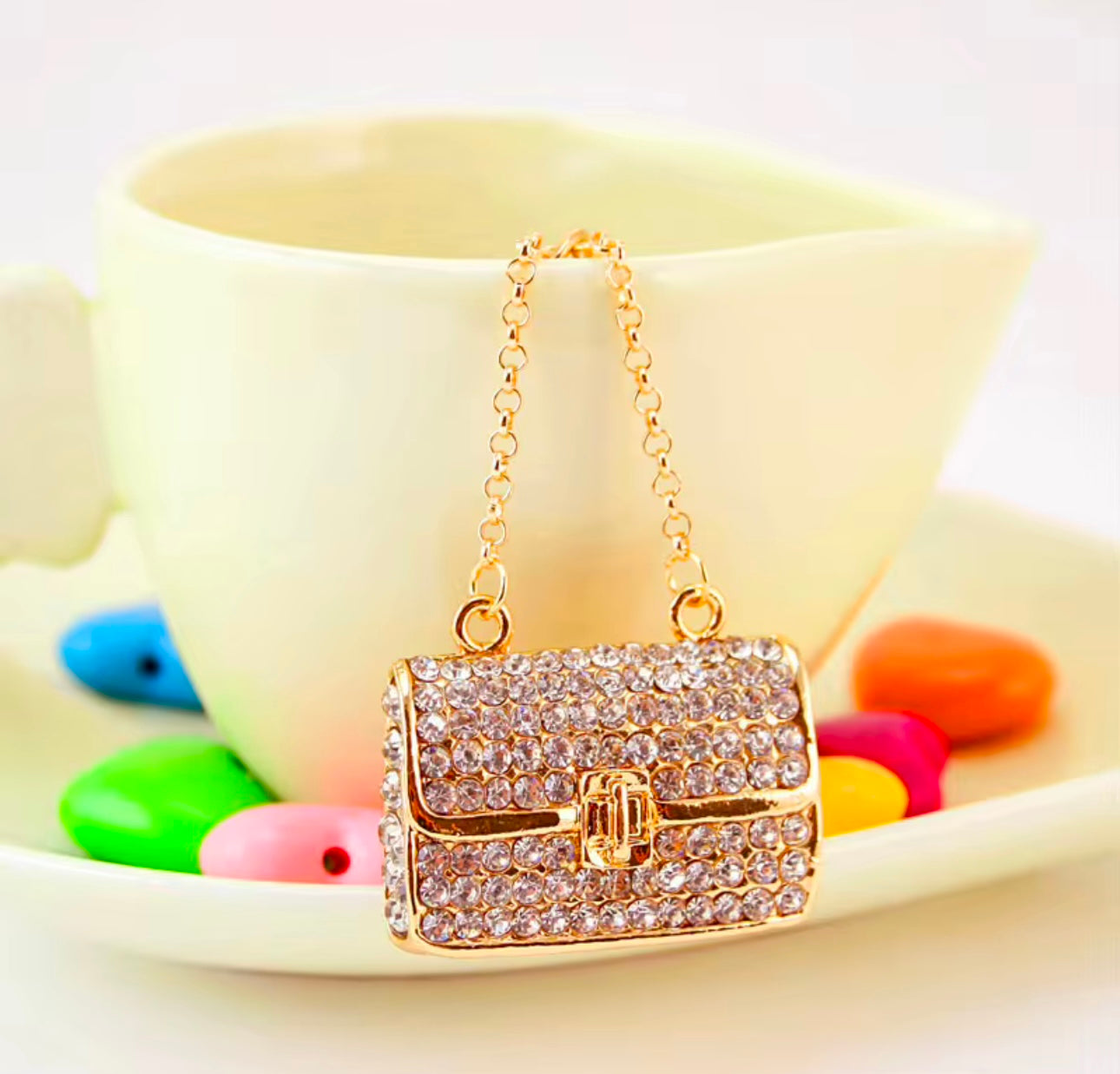 Miniature Luxury Handbag Rhinestones Keychain