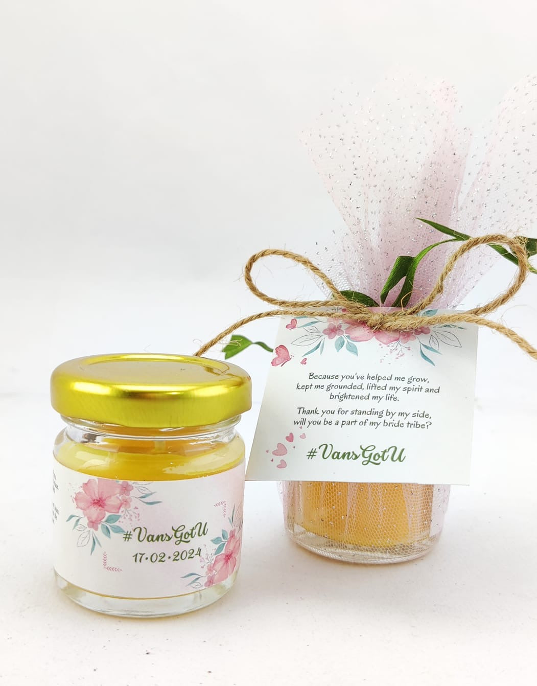 Votive Jar Candles for Return Gifts/Favours with Packaging & Personalised Tags
