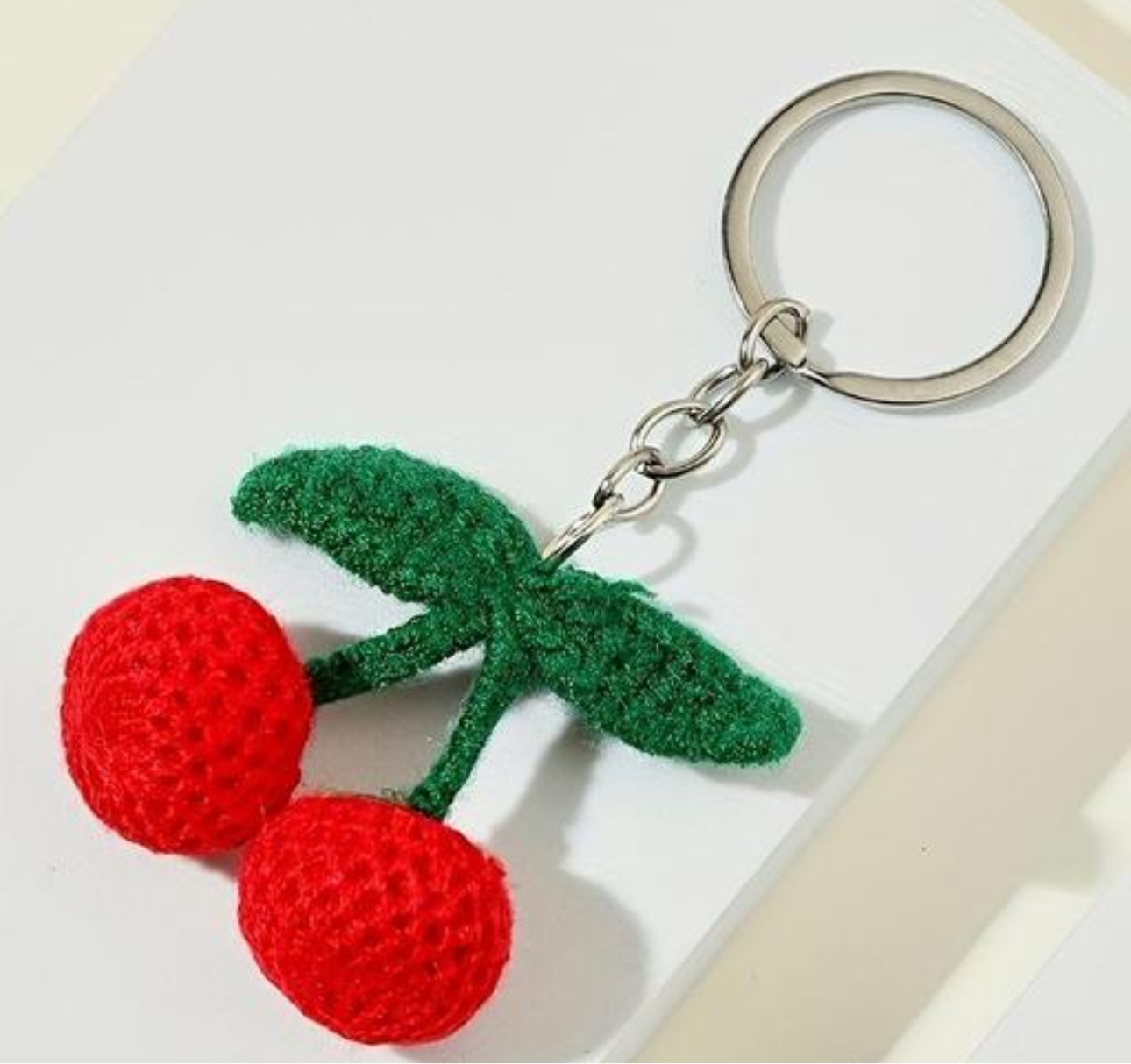 Handmade Crochet Cherry Keychain