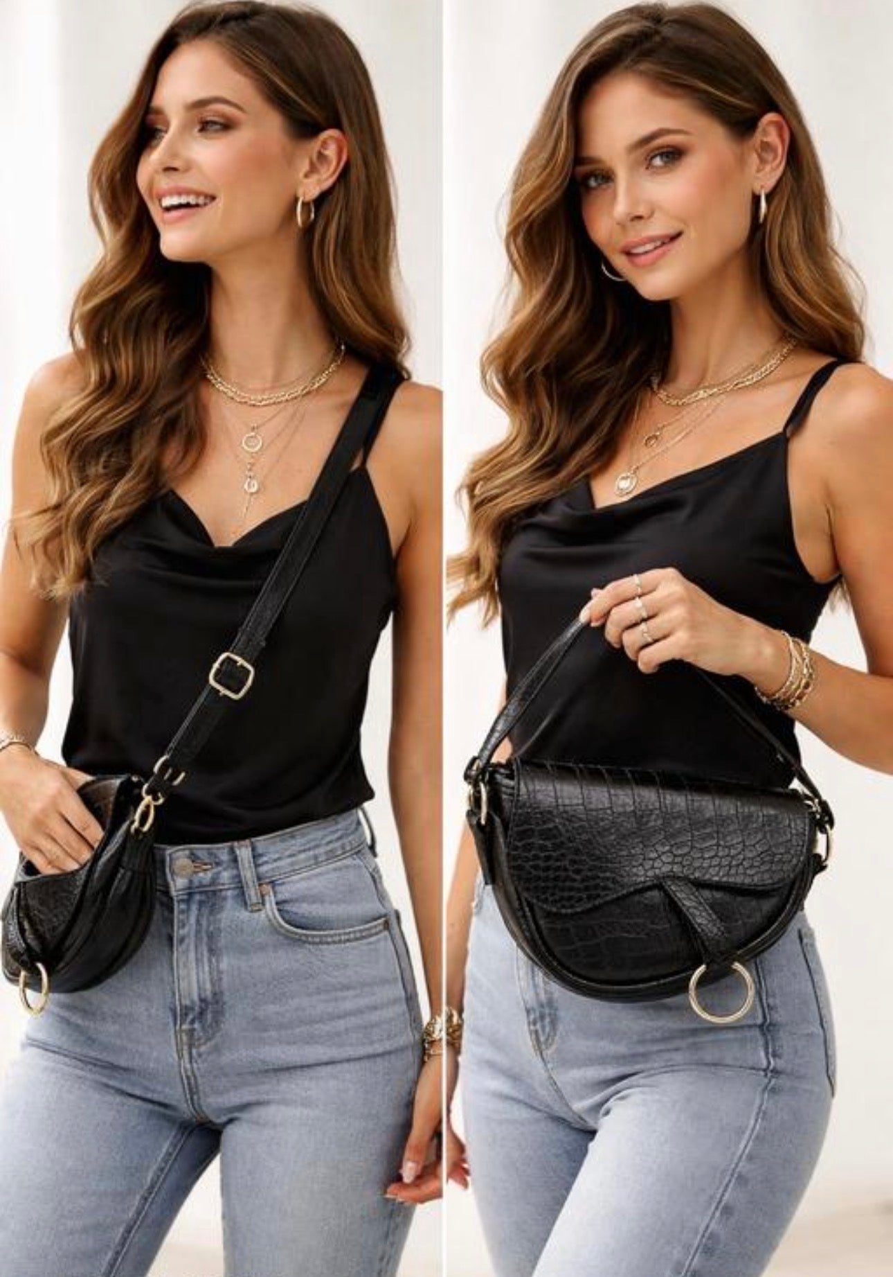 Premium Designer Black Saddle Bag