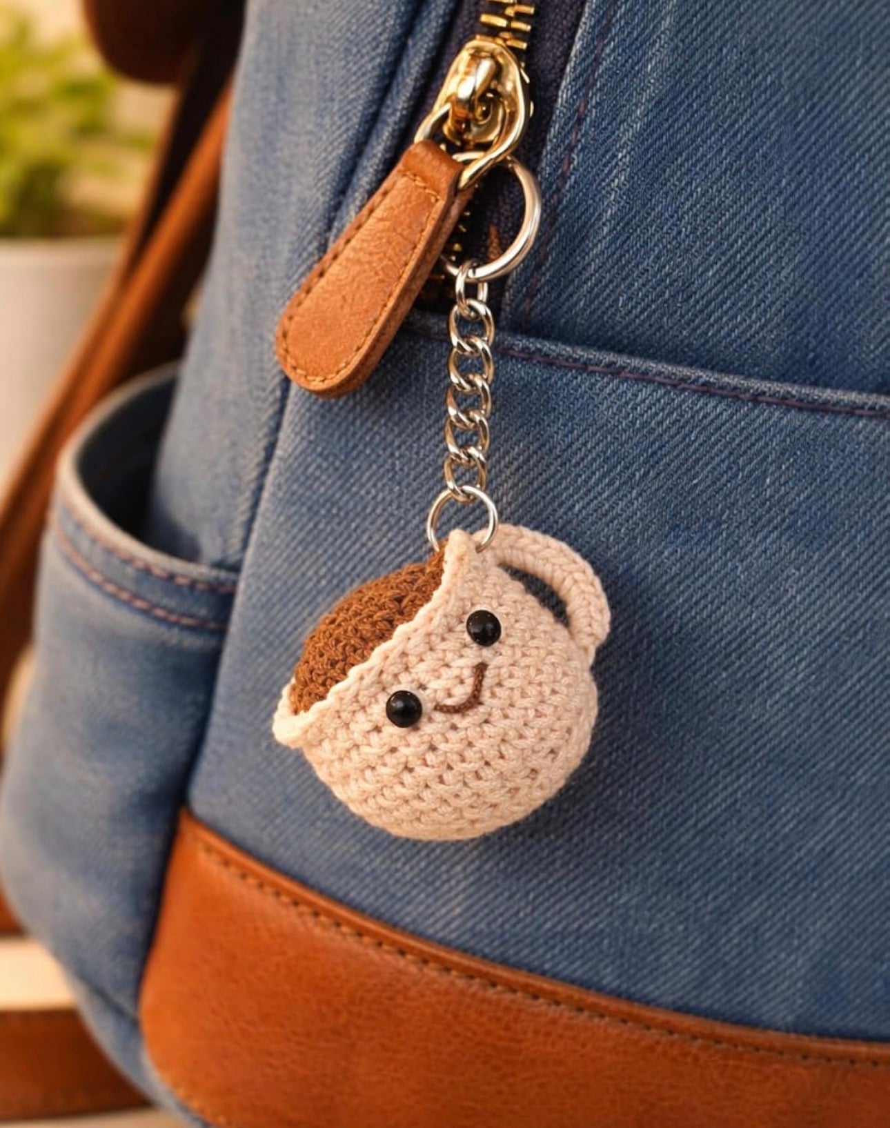 Cute Crochet Coffee Cup Keychain