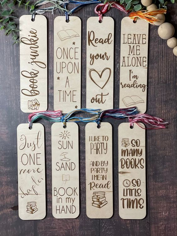 Wooden Bookmarks with Custom Messages - Set of 8