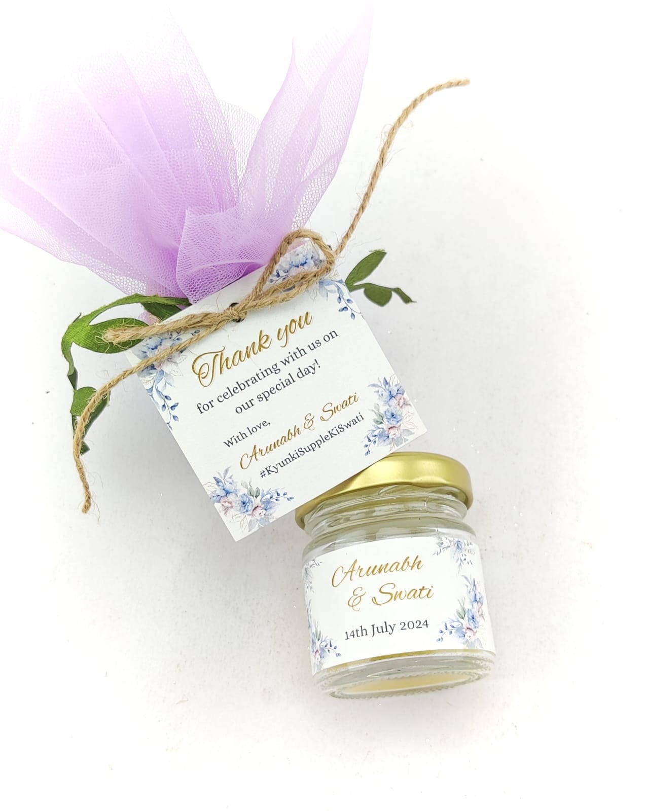 Votive Jar Candles for Return Gifts/Favours with Packaging & Personalised Tags