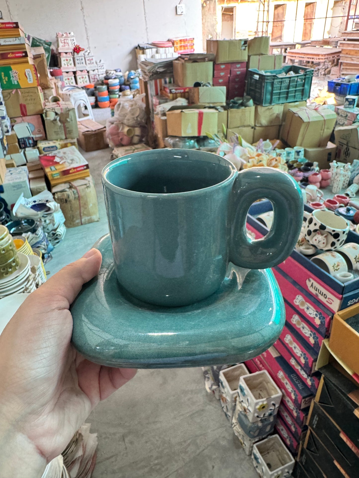 Chunky Mug with Square Saucer Set