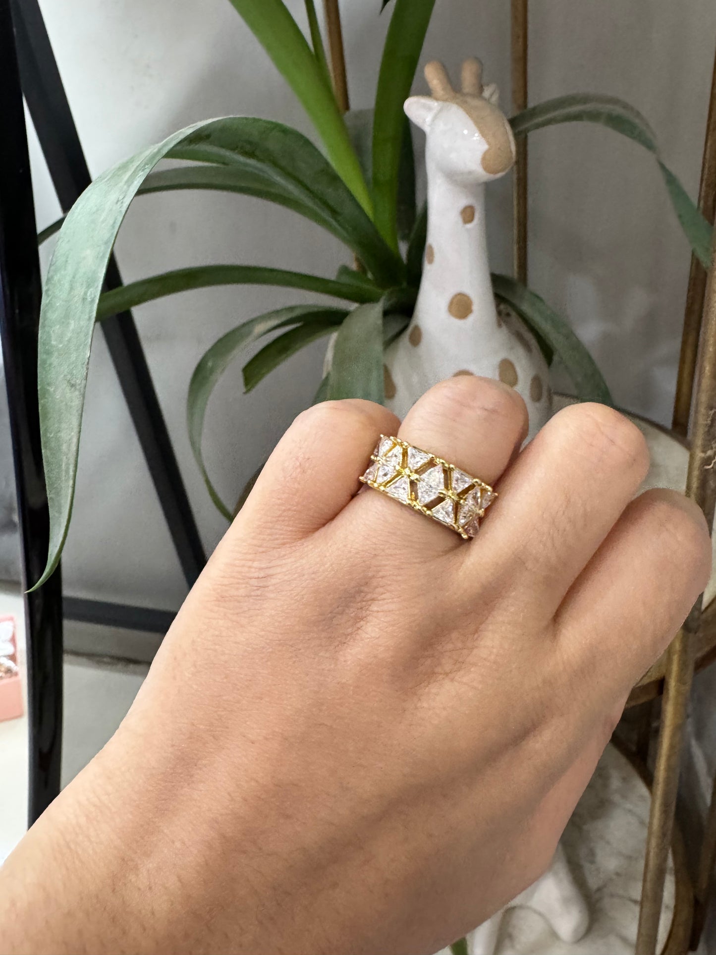 Statement Geometric Eternity Band Ring