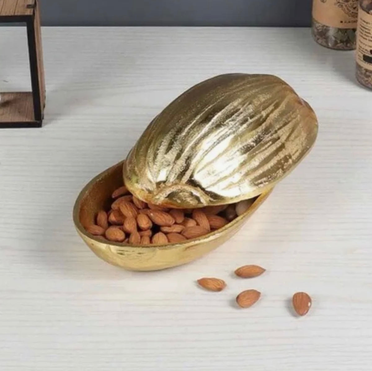 Luxe Gold Decorative Multipurpose Almond Shape Trinket Tray