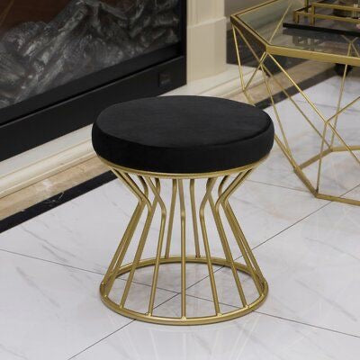 Modern Round Ottoman with Metal Base