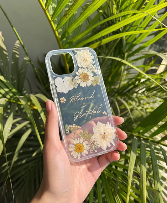 Elegant Floral Mobile Cover with Real Pressed Flowers