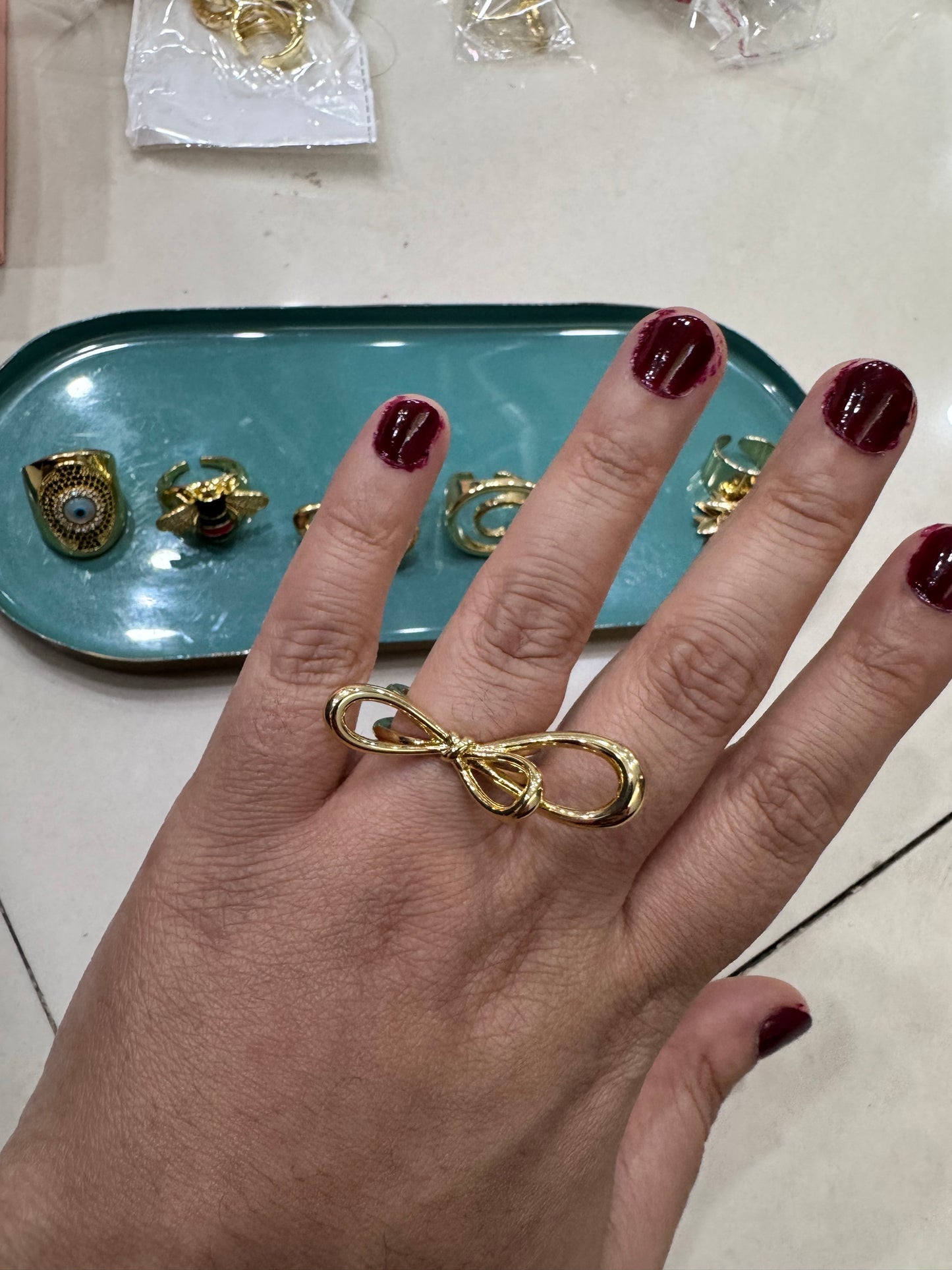 Gold Plated Minimalist Tied Ribbon Ring