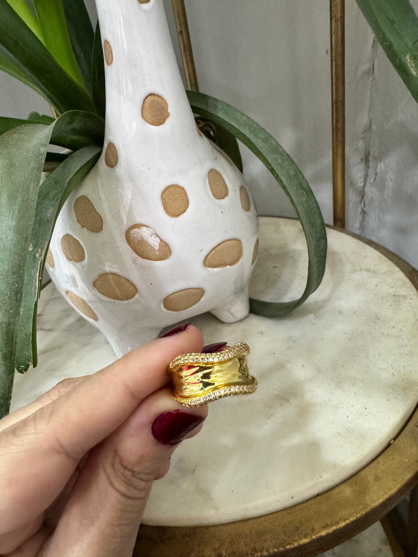 Chic Gold Plated Chunky Irregular Adjustable Ring