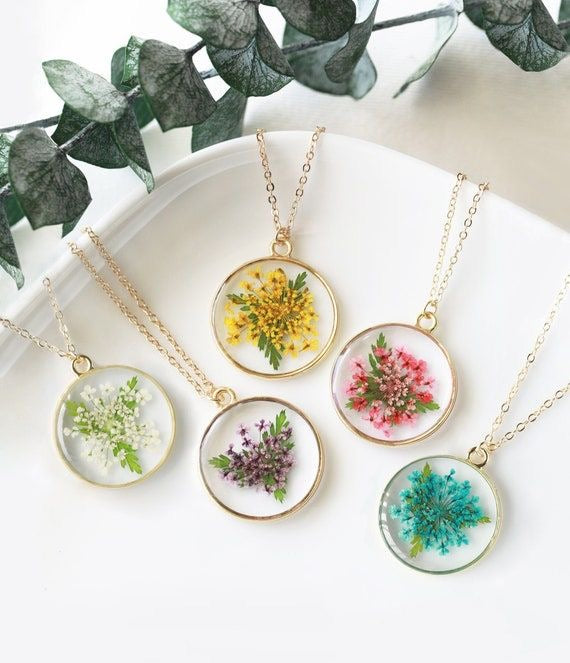 Pendants with Real Pressed Flowers