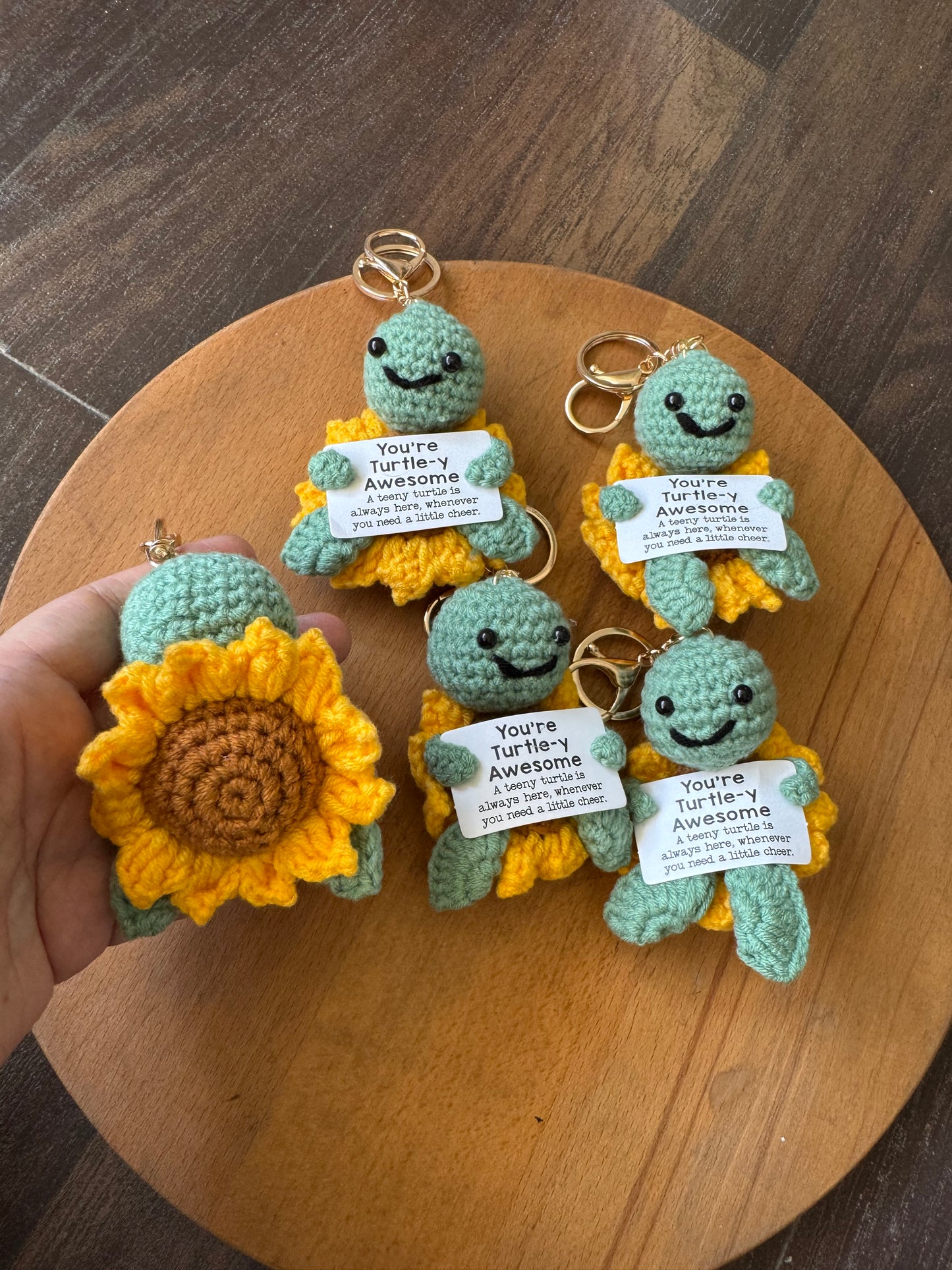 Adorable Smiling Crochet Keychains with Message
