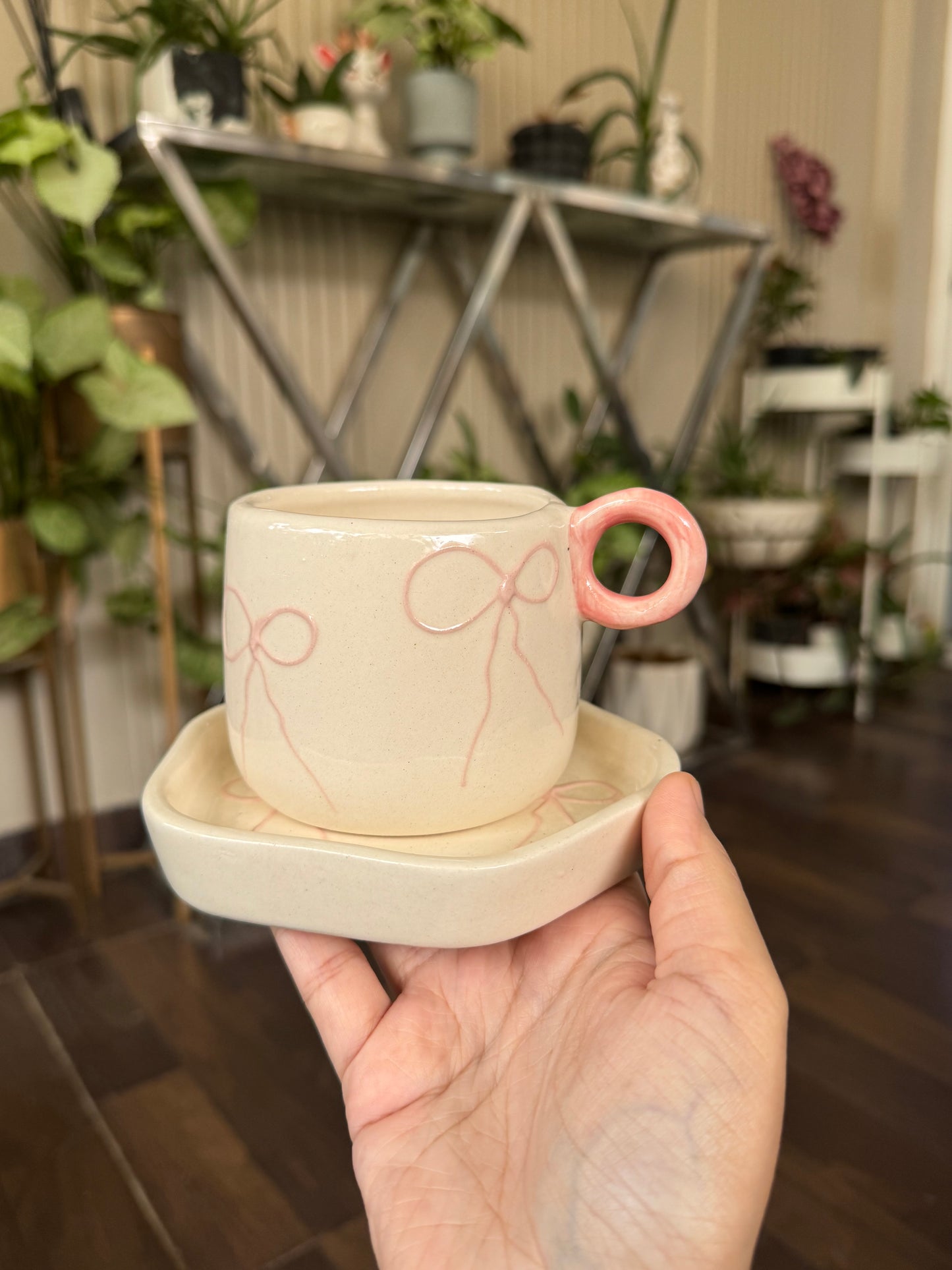 Cute Bow Mug & Saucer Set