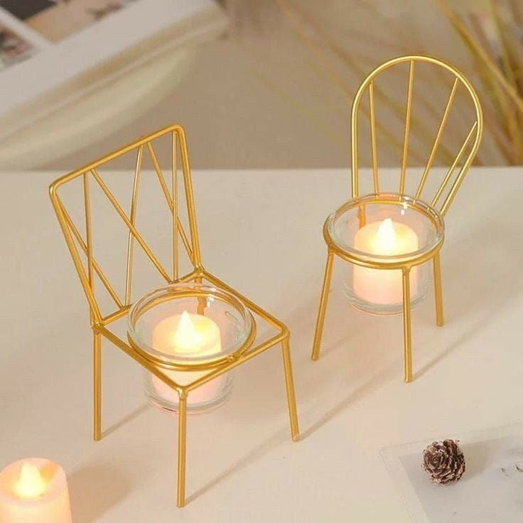 Chair Shape Candle Holder - Set of 2 (Gold)