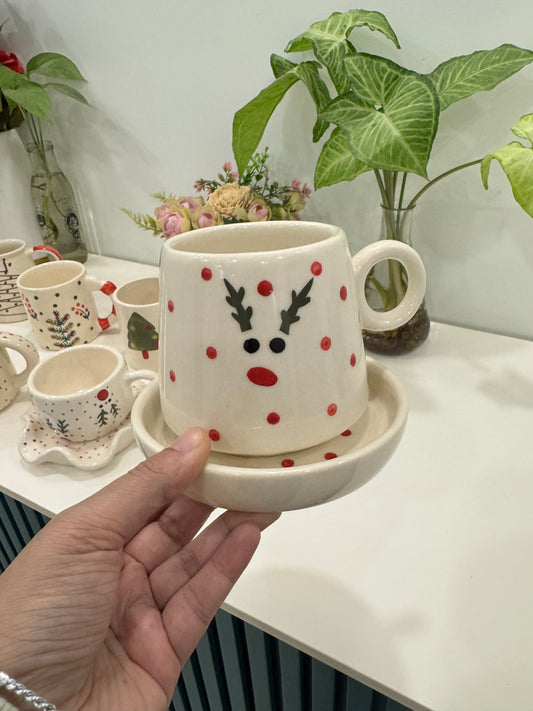 Cute Christmas Mug & Saucer Set