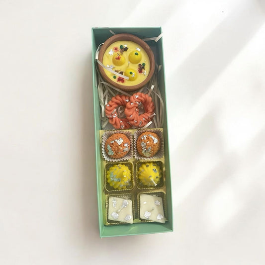 Indian Sweets/ Mithai / Samosa Candles Combo Box