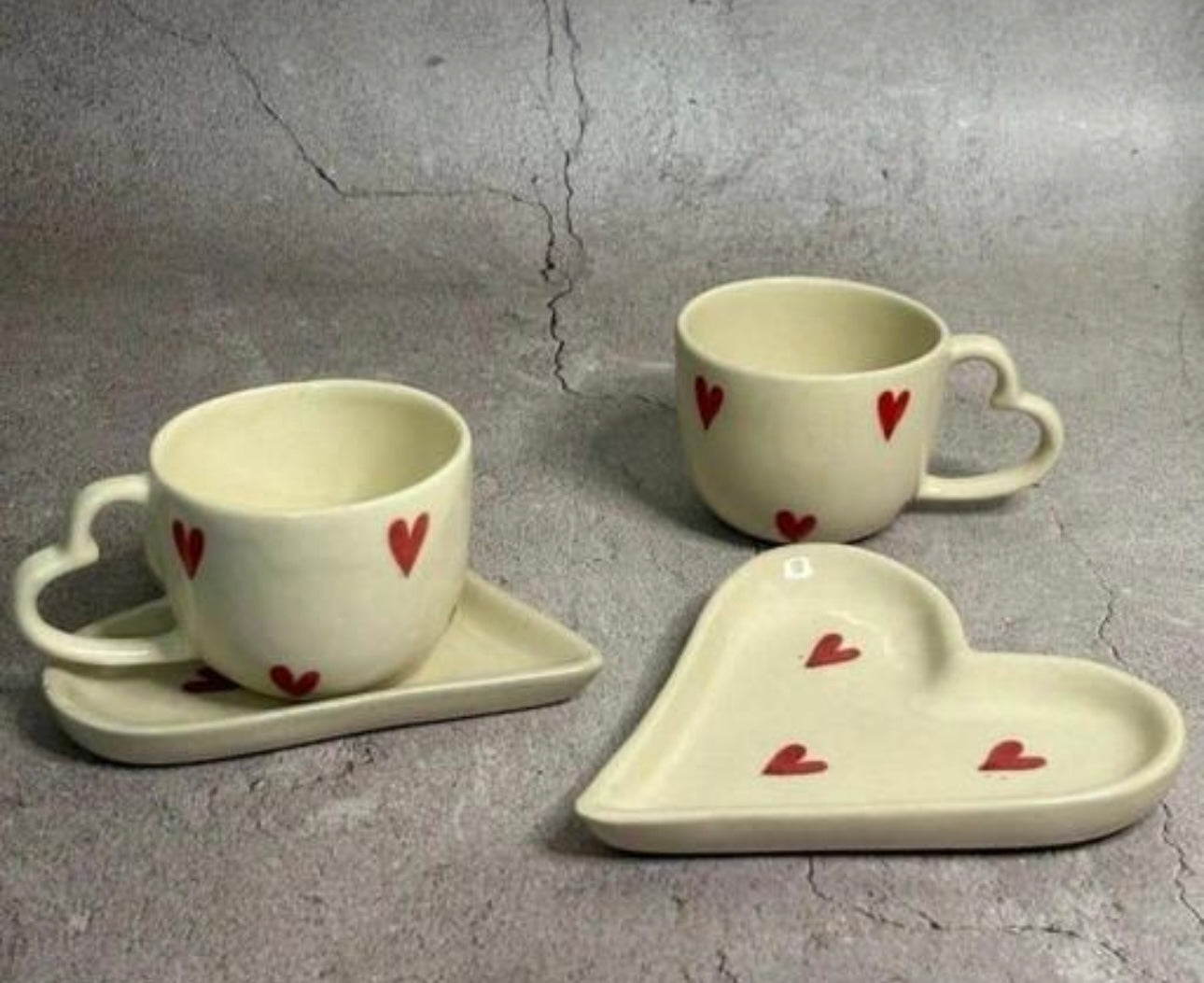 Heart Design & Shape Cup & Saucer Set