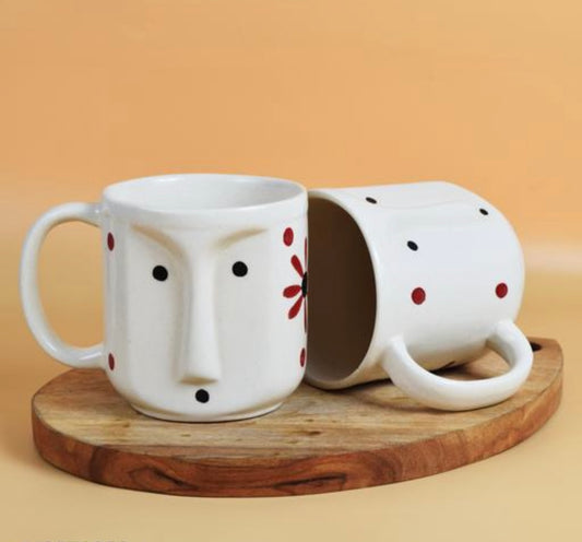 White Face Mug - Set of 2