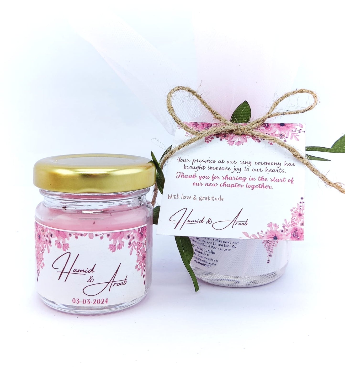 Votive Jar Candles for Return Gifts/Favours with Packaging & Personalised Tags