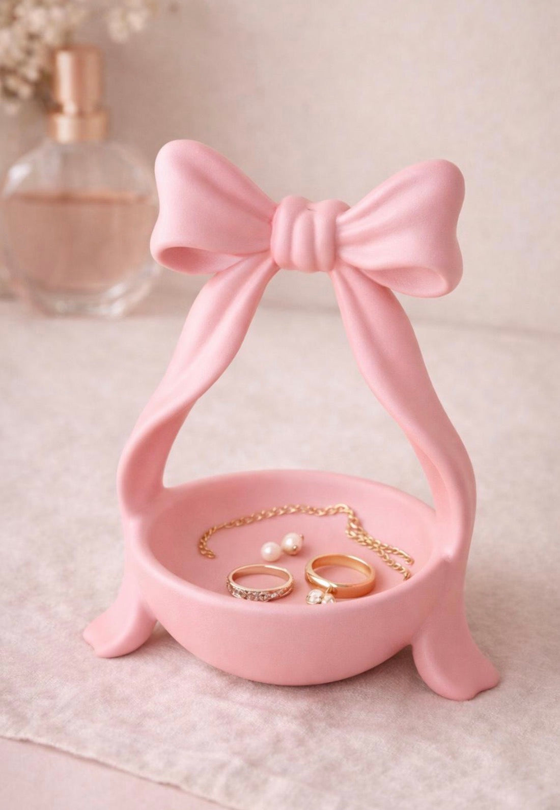 Decorative Coquette Bow Jewelry Tray Stand / Trinket Holder
