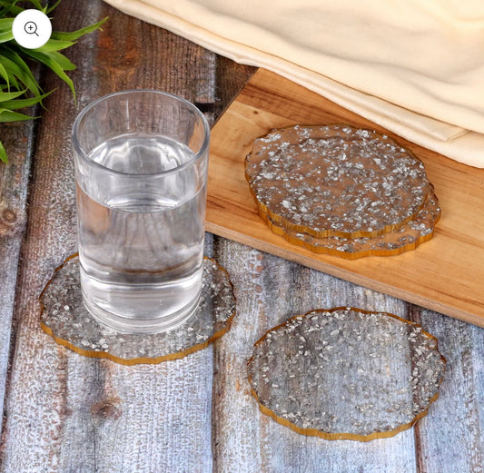 Transparent Glittery Coasters Set