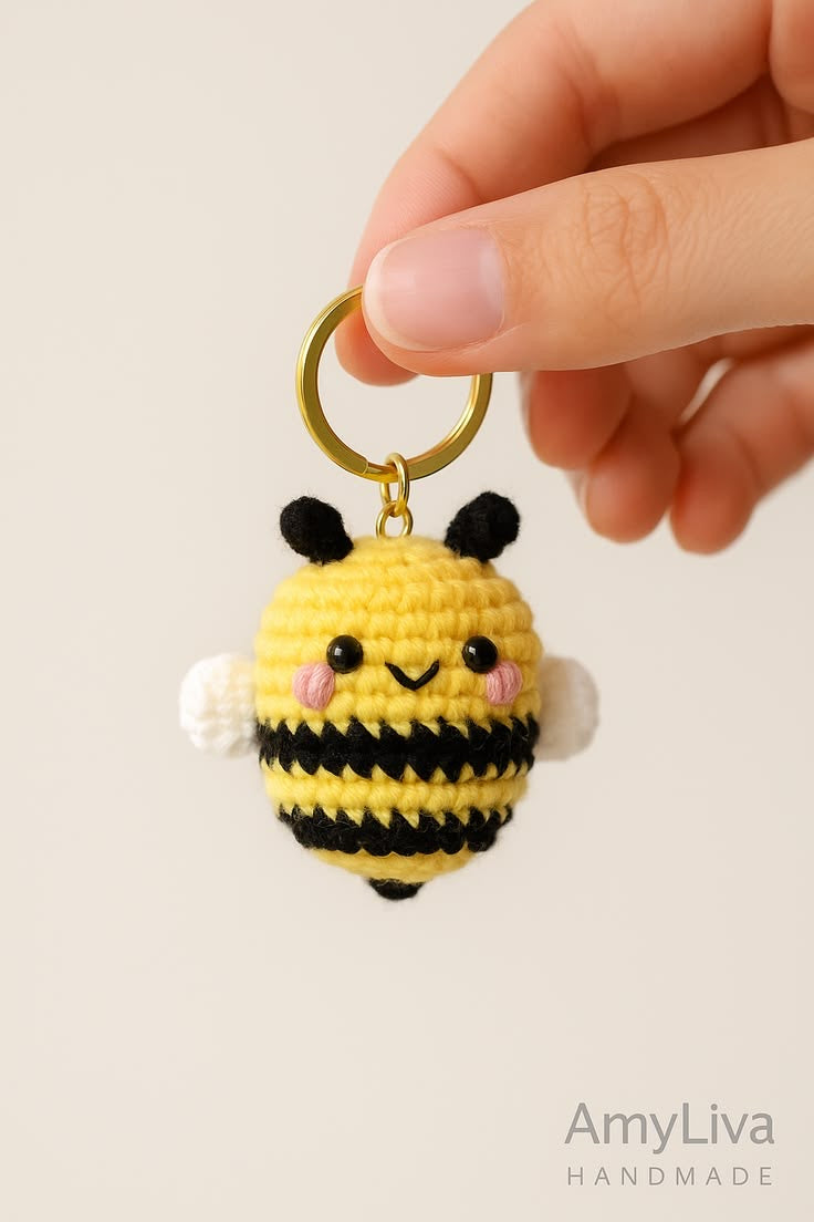 Cute Crochet Bee Keychain