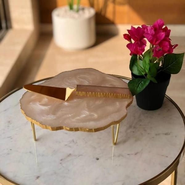 Cake Stand with Metal Accent