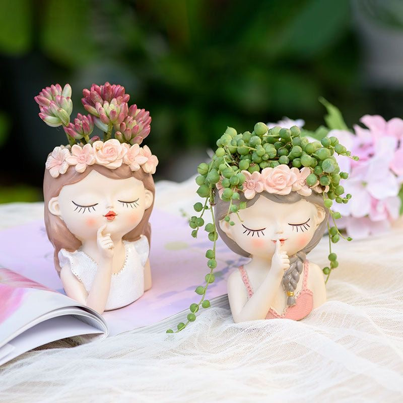 Cute Girl Fairies Planter / Multipurpose Brush Holder / Pencil Holder