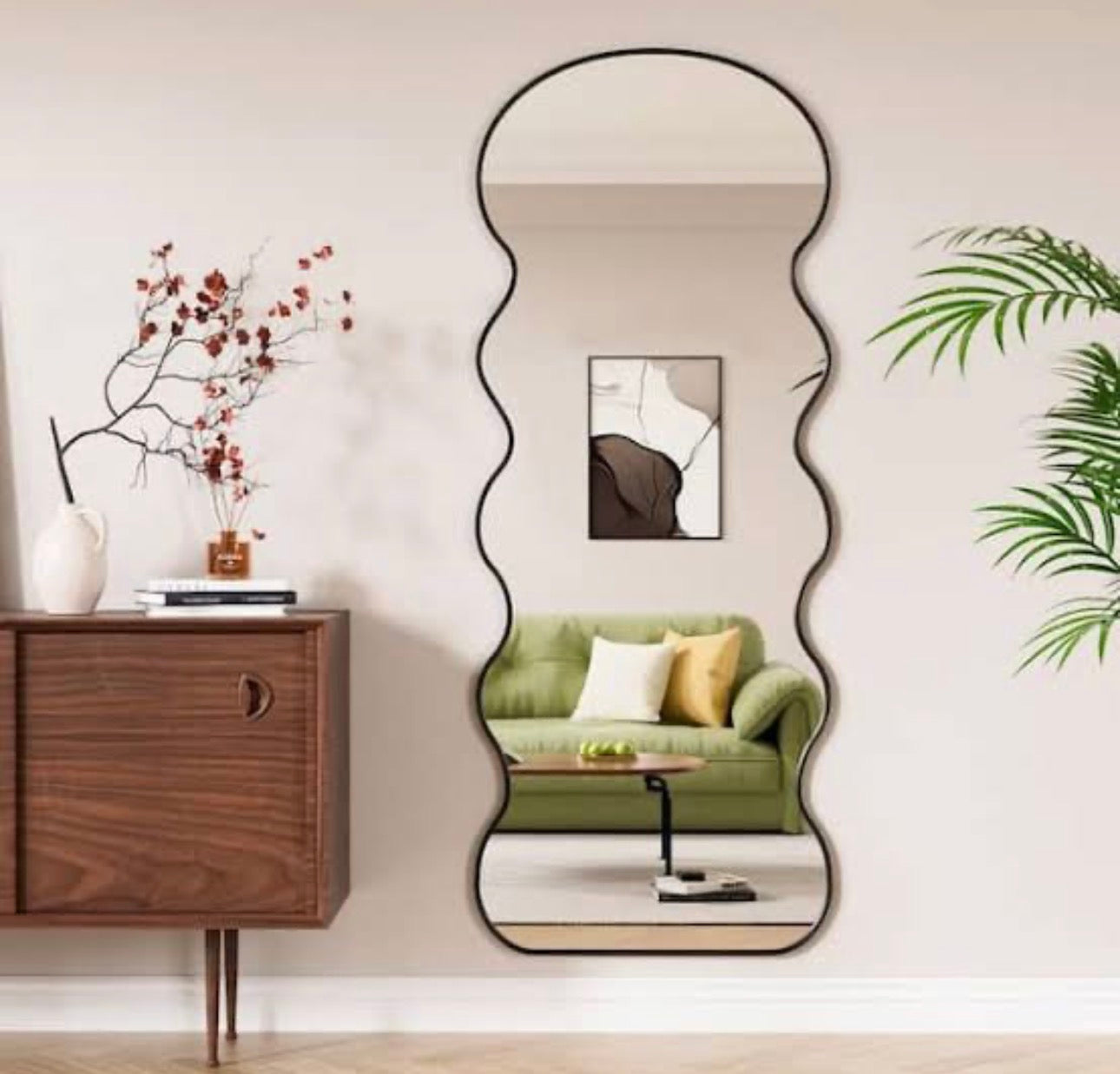 Aesthetic Wavy Black Border Mirror - Only deliverable in Delhi/NCR