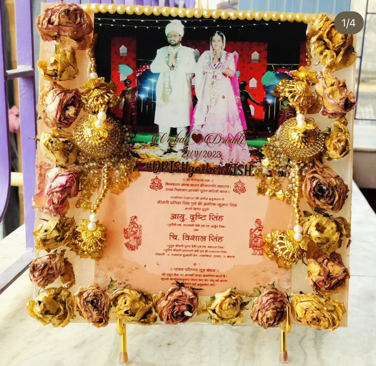 Varmala/Garland/Kaleera and Wedding Card Preservation in Customised Photo Frame