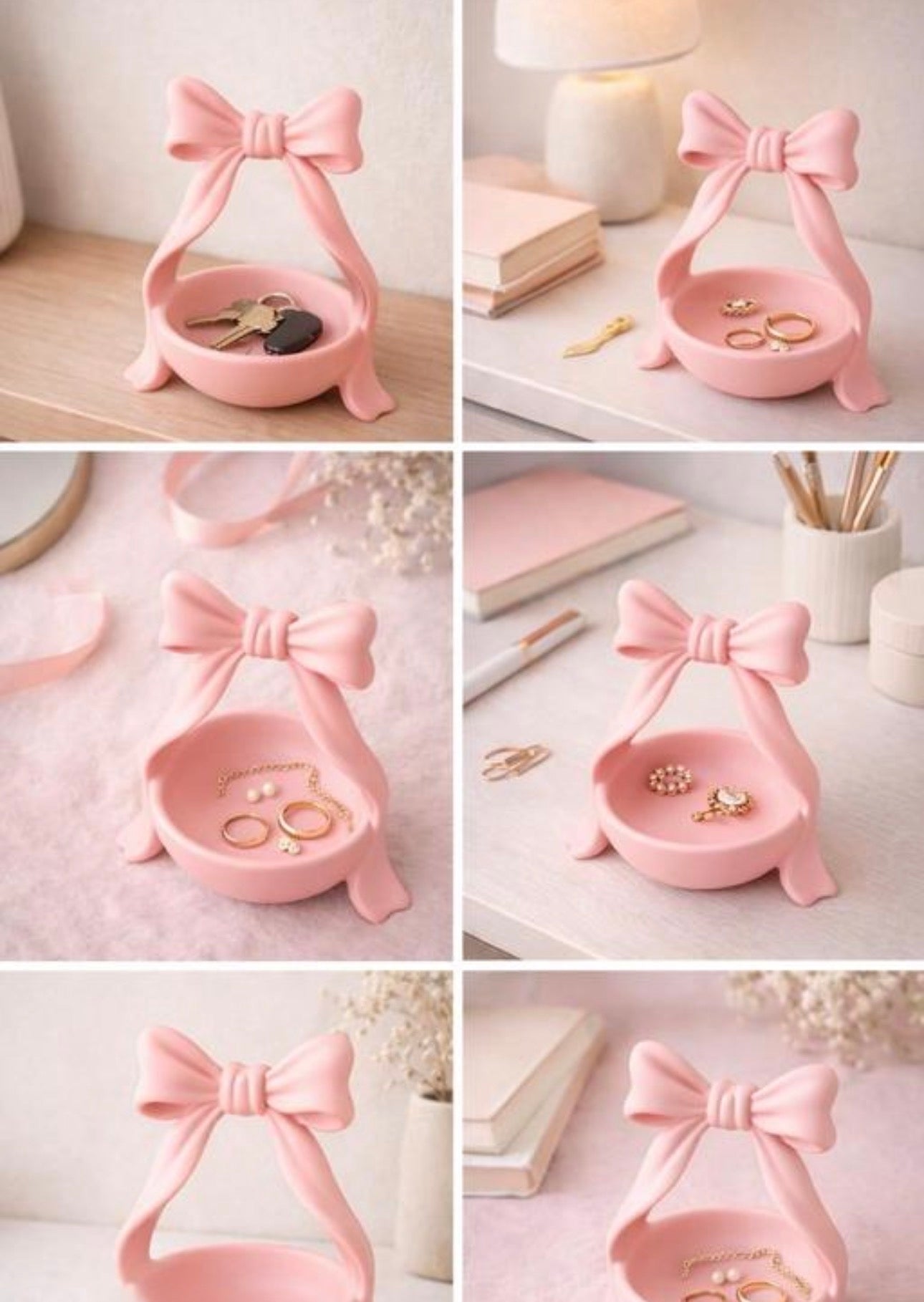 Decorative Coquette Bow Jewelry Tray Stand / Trinket Holder