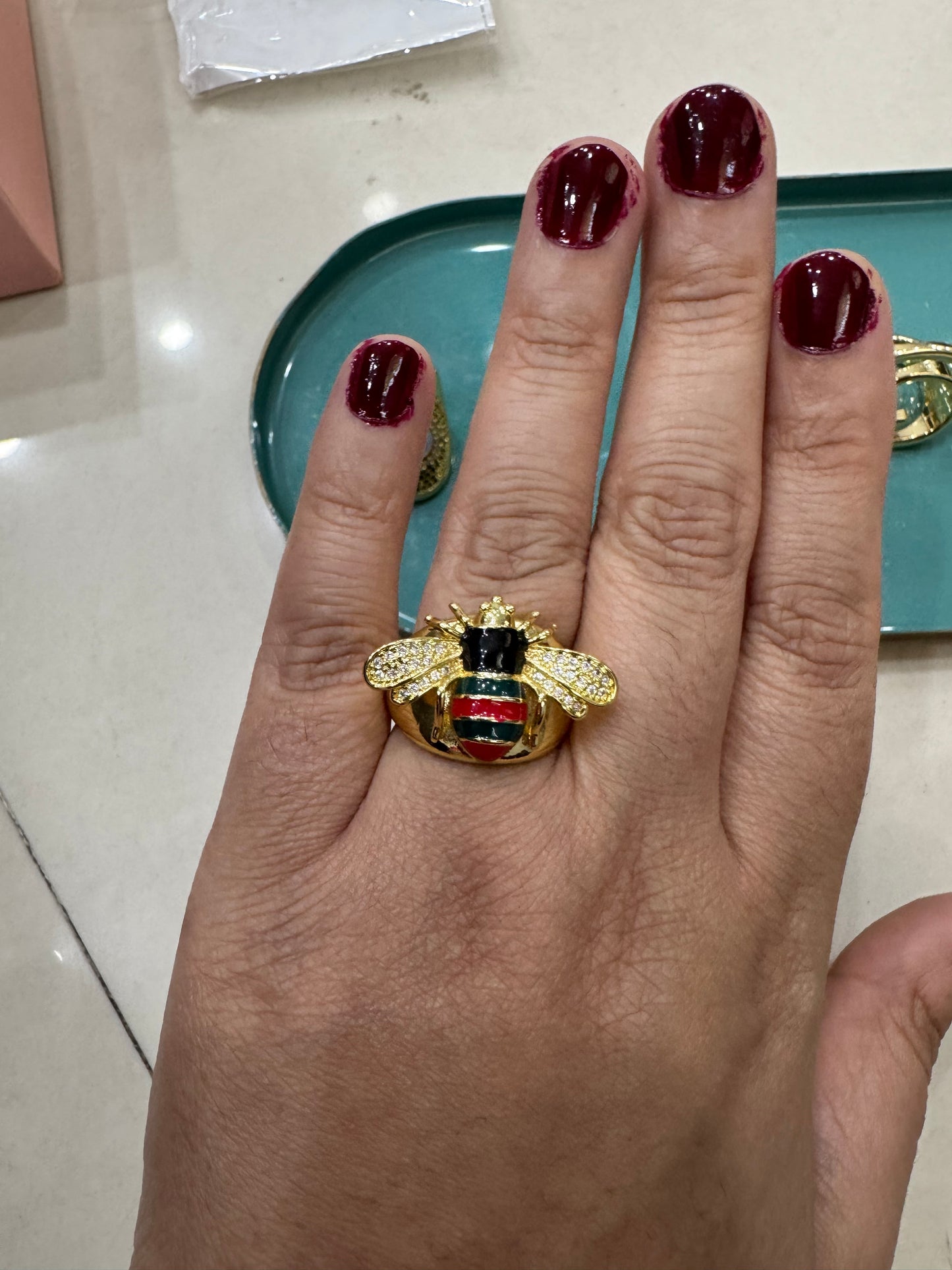 Gold Plated Anti Tarnish Bee Motif Ring