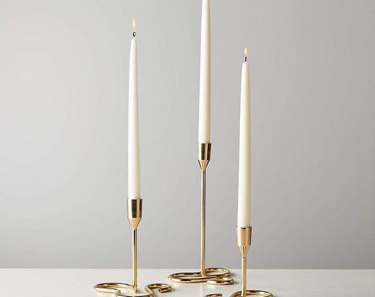 Gold Curve Tapered Candle Holder - Set of 3