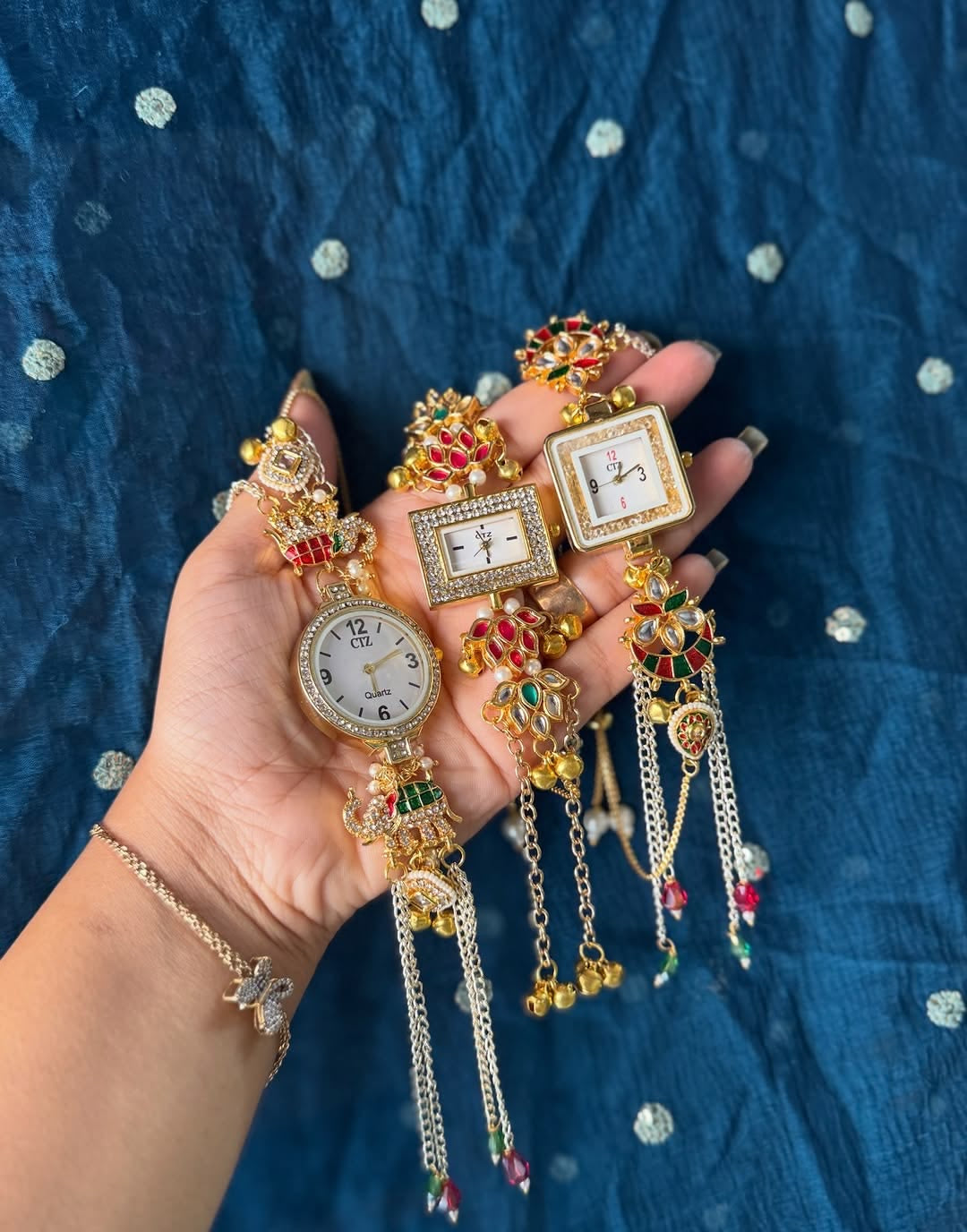 Trending Viral Kundan Ghungroo Kashmiri Watch/Bracelet