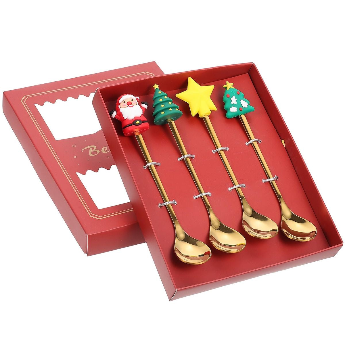 Cute Christmas Theme Cutlery - Gold Spoons & Forks Set
