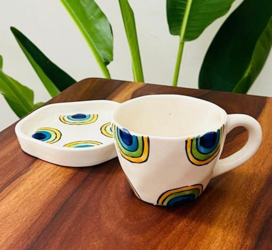 Abstract Print Mug & Saucer Set