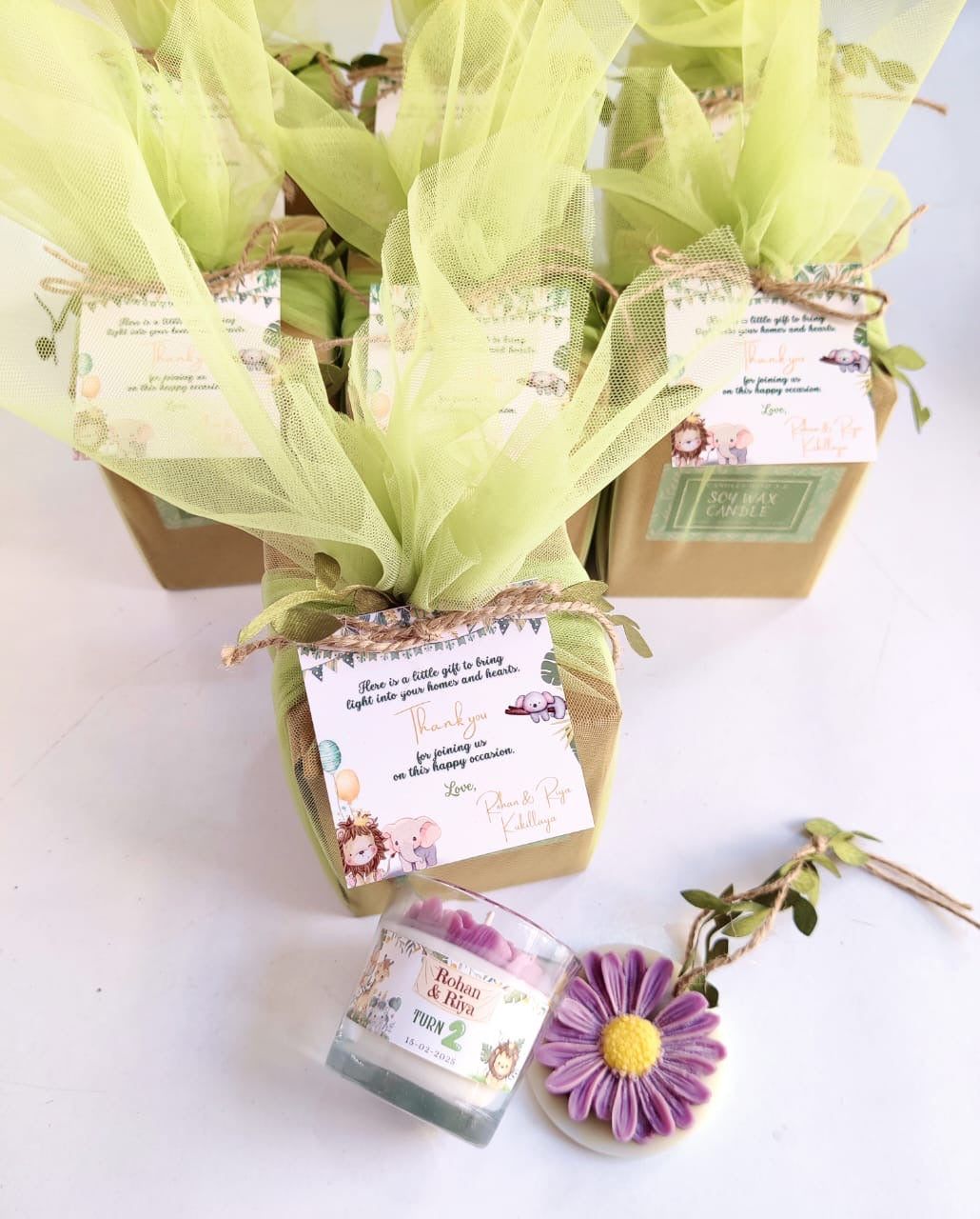 Votive Jar Candles for Return Gifts/Favours with Packaging & Personalised Tags