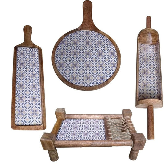 Exclusive Handmade Wooden Platters Gift Set of 4