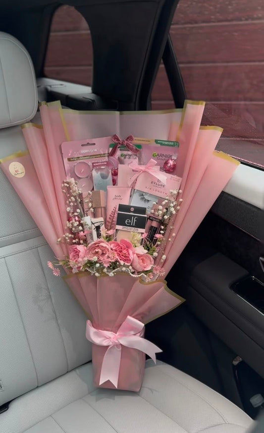 Baby Pink Luxe Beauty Gift Bouquet (Only deliverable in Delhi/NCR)