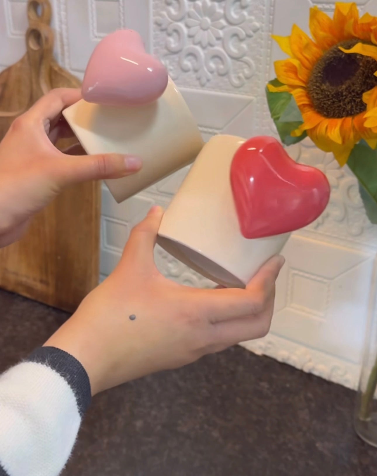 Trending 3D Pink Heart Handle Mug