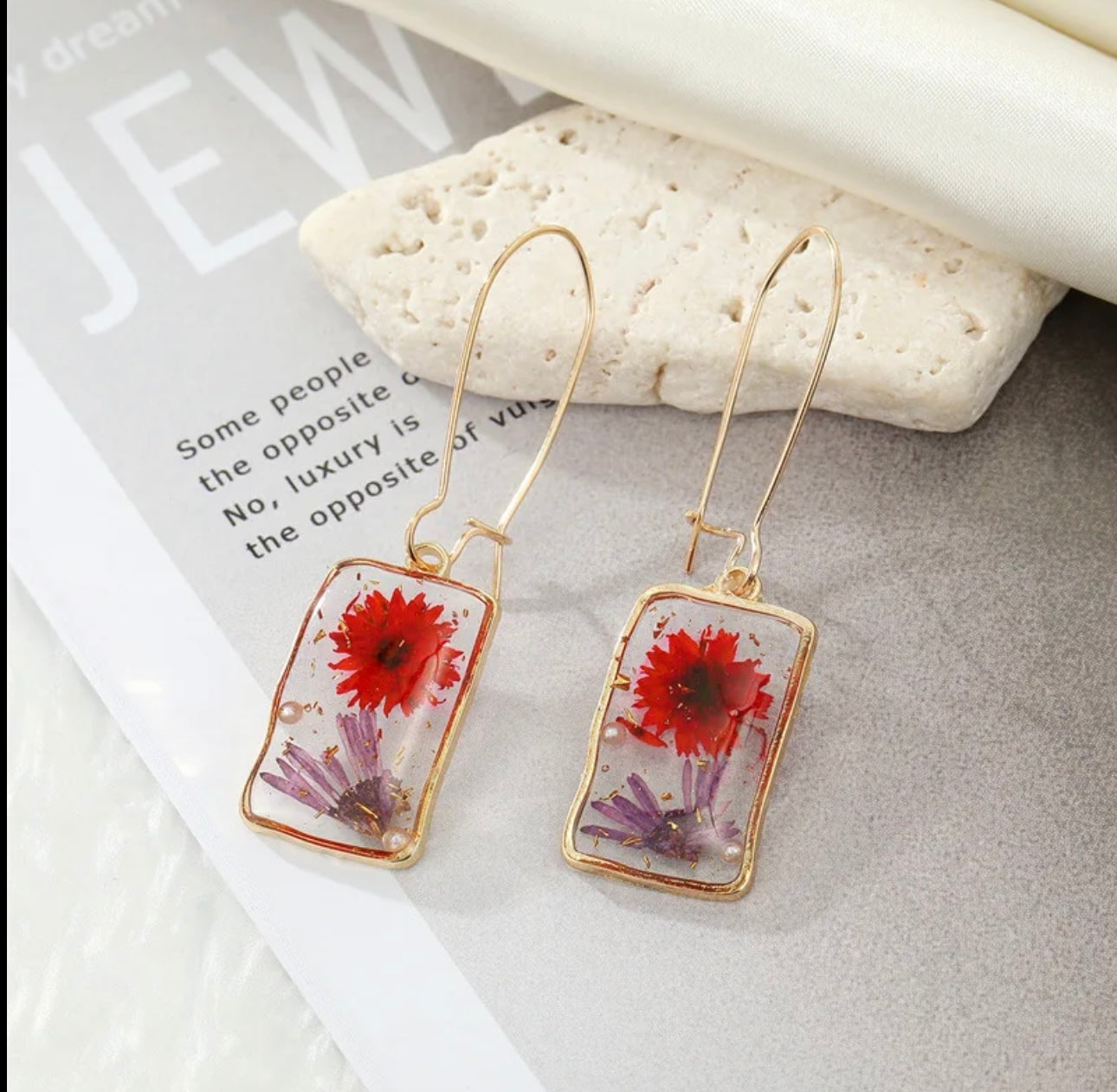 Earrings with Real Pressed Flowers