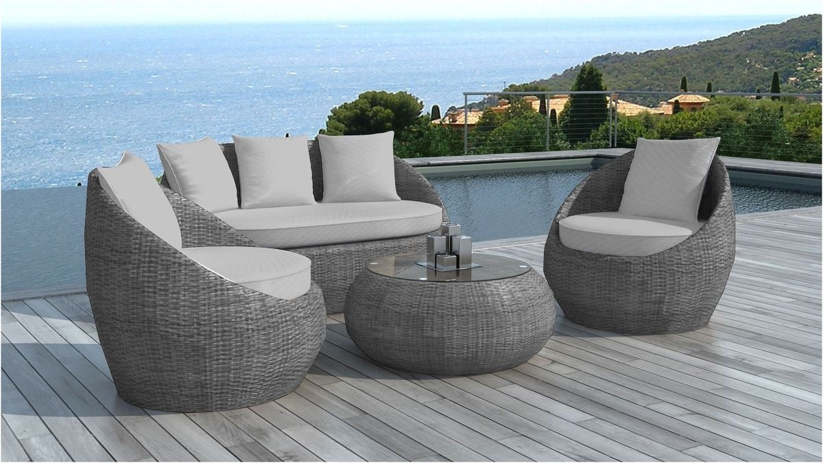 Outdoor Patio Furniture set | 3 Seater Sofa, 2 Single Seaters and 1 Round Center Table