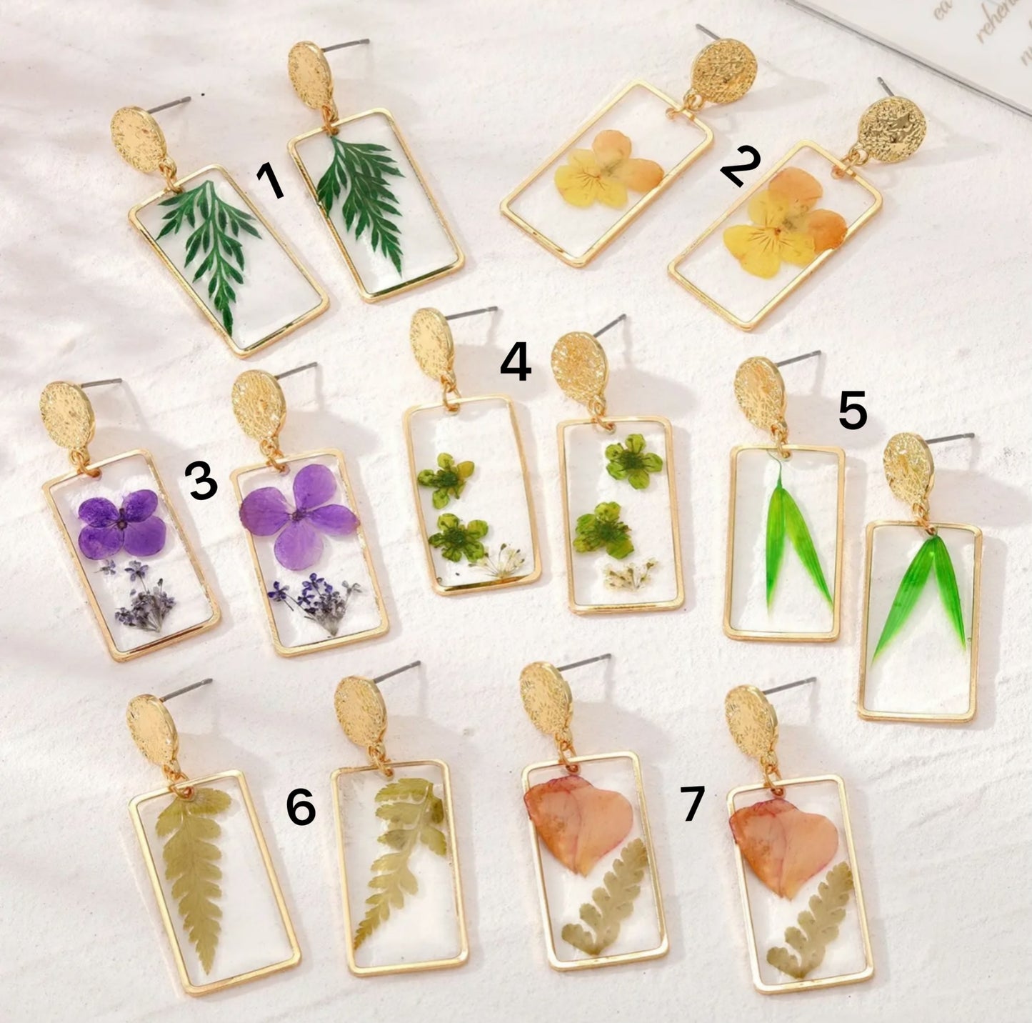 Earrings with Real Pressed Flowers