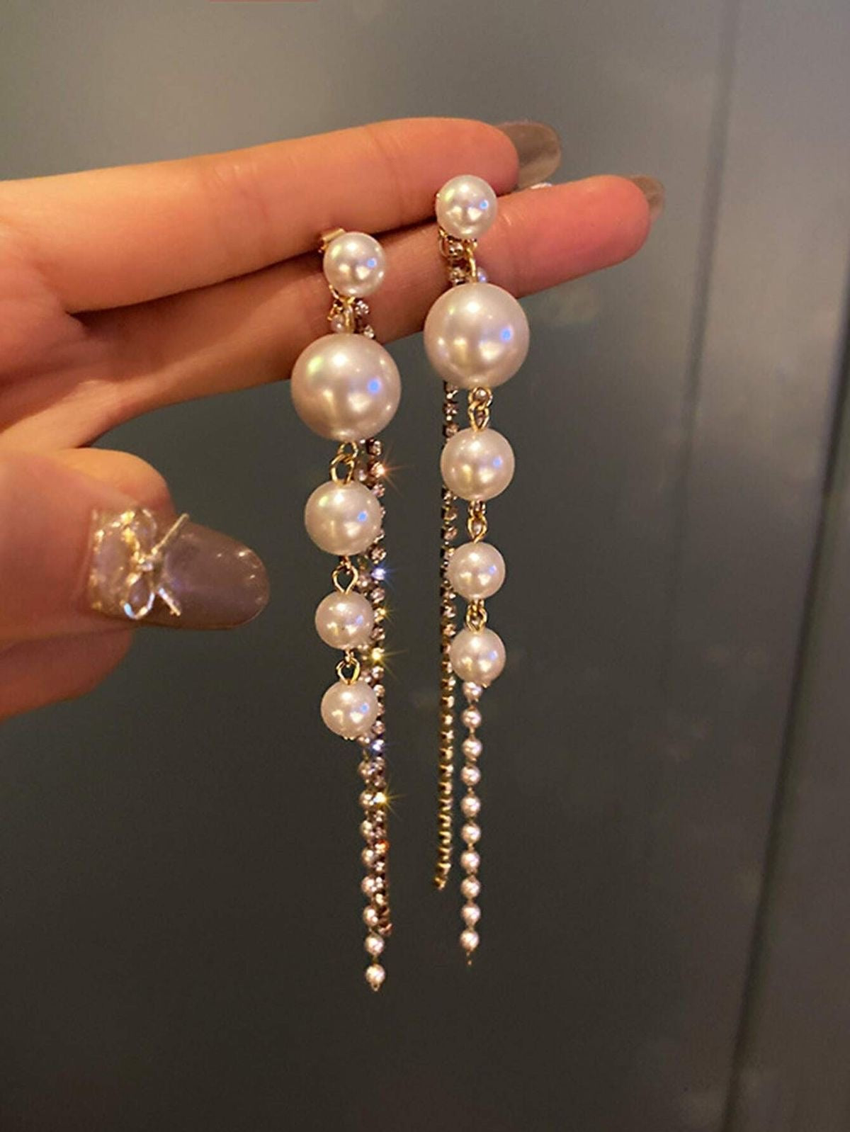 Crystal Pearl Drop Statement Earrings