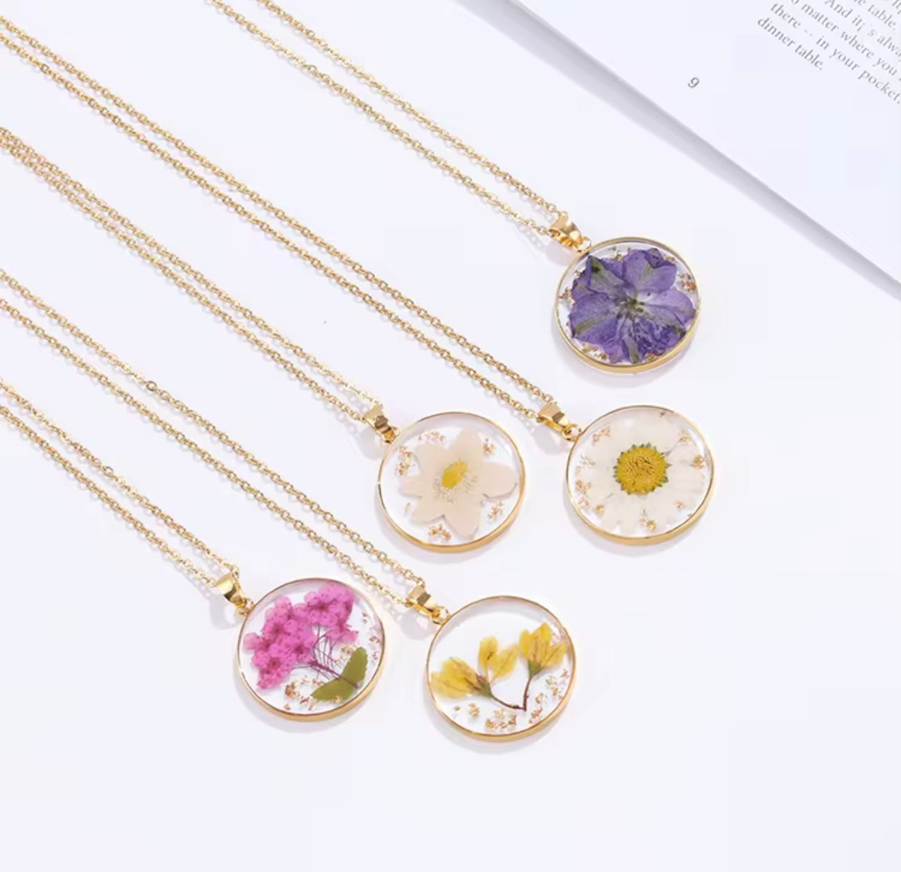 Real Delphinium Consolida Purple Larkspur Flower Pendant