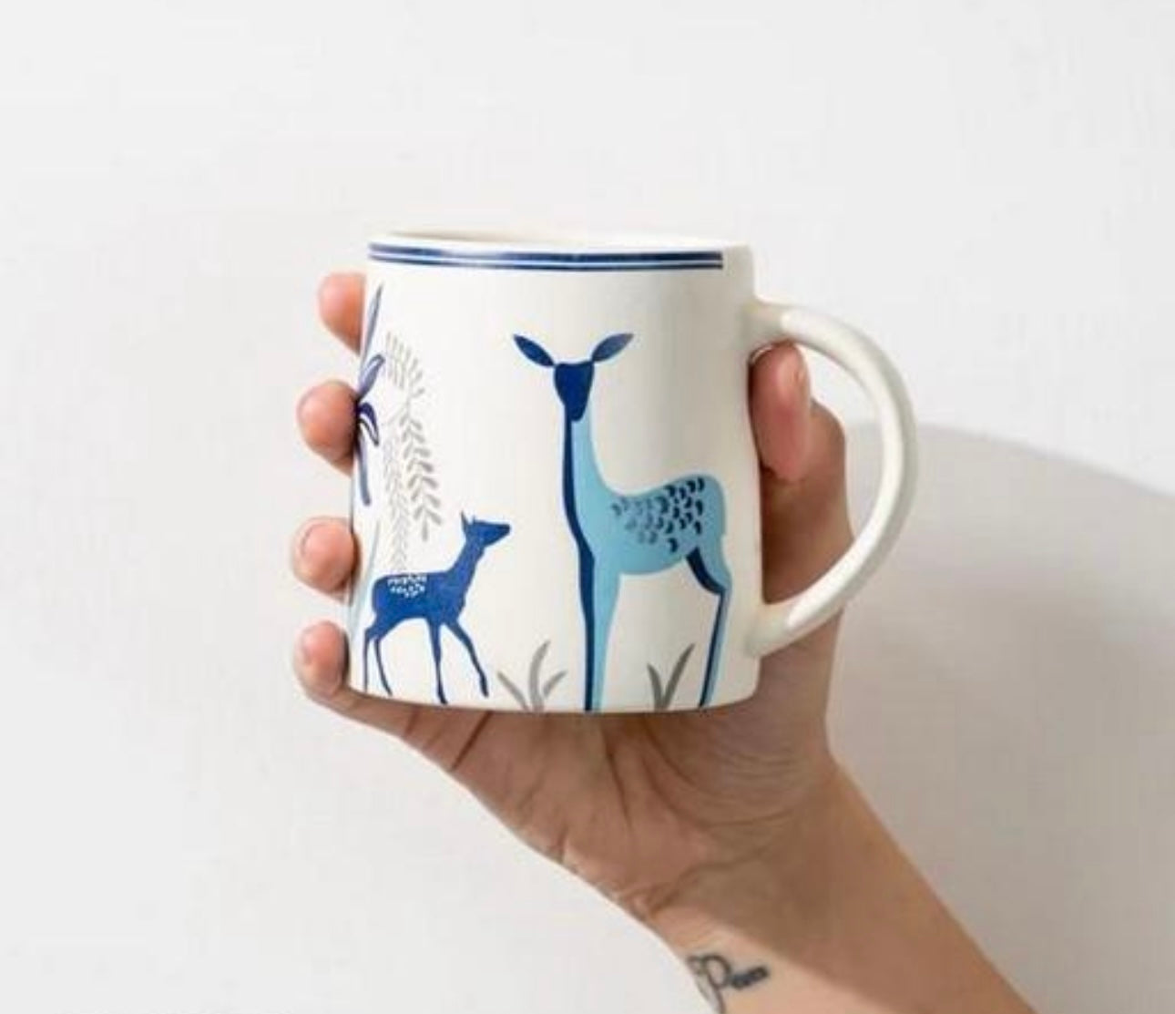 Blue Deer Design Mugs - Set of 2