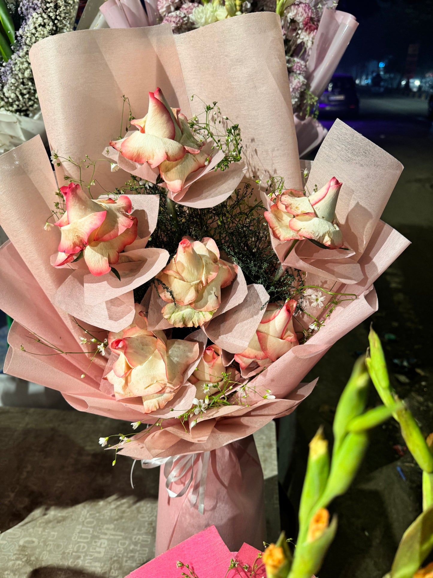 Premium Fresh Flowers Bouquet with Korean Sheets (Only deliverable in Delhi/NCR)