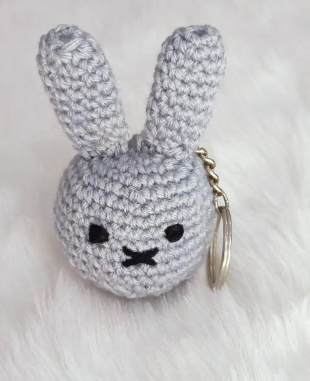 Cute Crochet Grey Rabbit Keychain